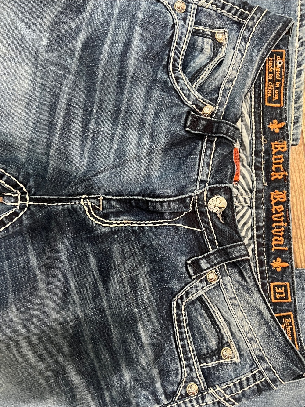 Rock Revival Denim Jeans with Embroidered Back Pocket - Blue - Picture 4 of 8